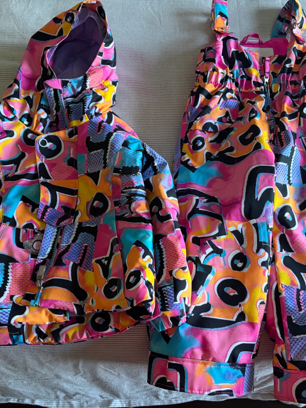 Obermeyer Kids Multicolor Pink Blue Yellow Abstract Puffer Jacket & Bibs